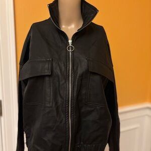 Boohoo Black Jacket with Leather Detail